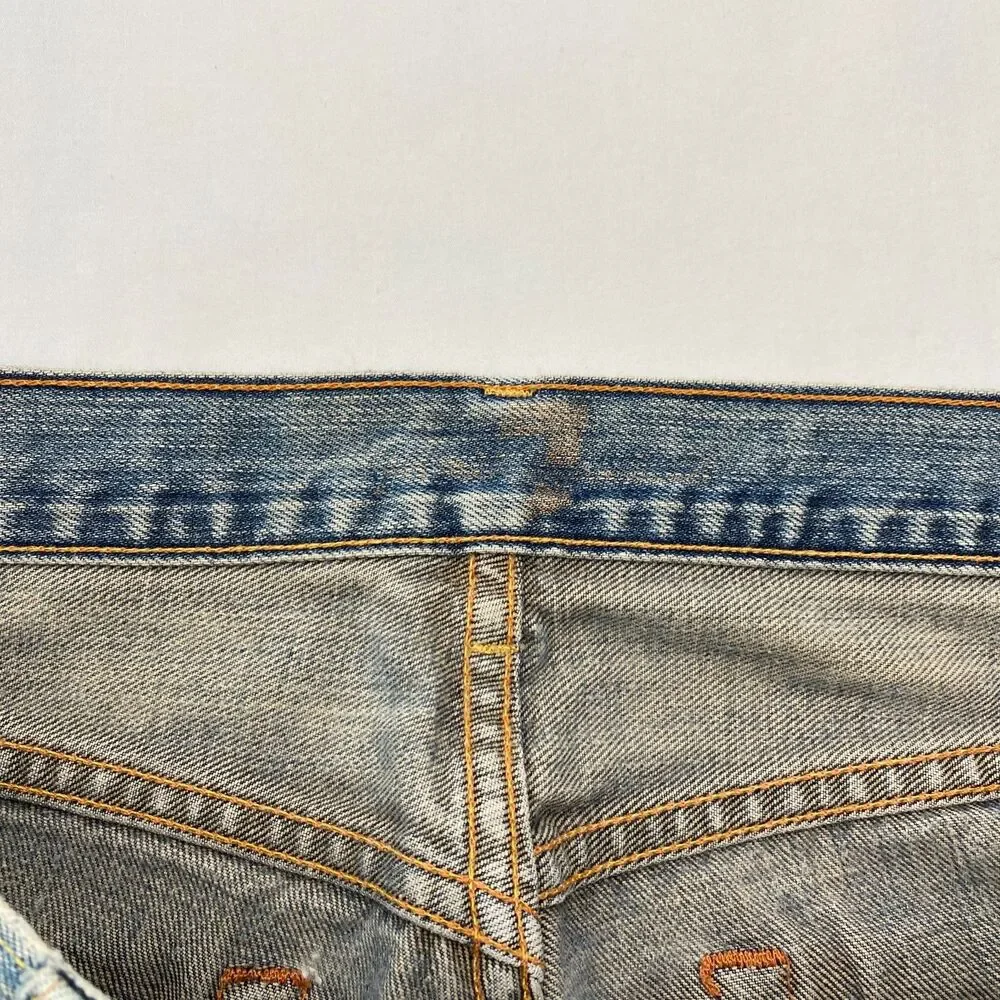 7 For all Mankind Jeans Relax Straight Button Fly Distressed Mens 33x31.5 Grunge - Picture 9 of 16